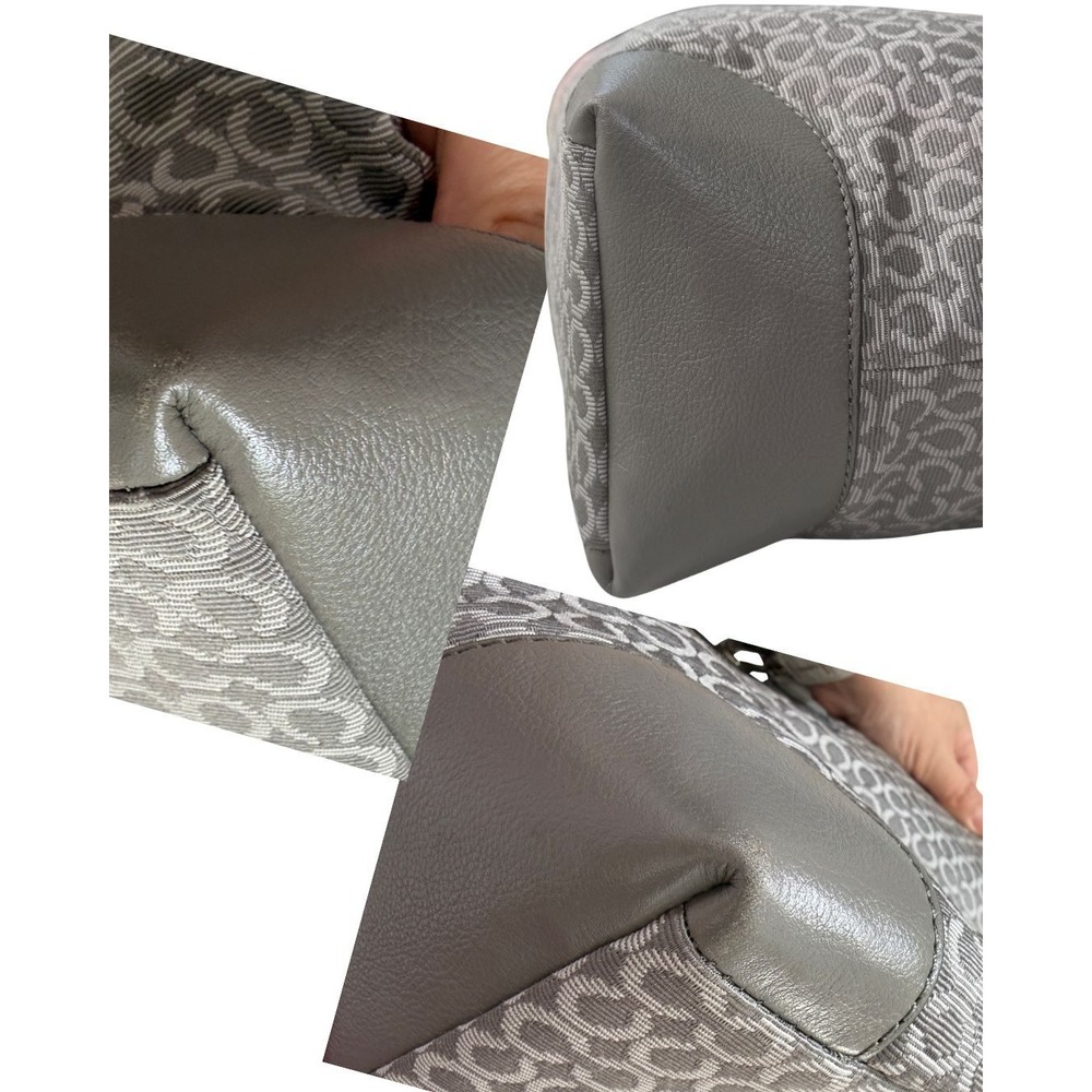 Coach Signature Jacquard Tote Bag Grey Canvas Leather Trim 26702 - Picture 7 of 9